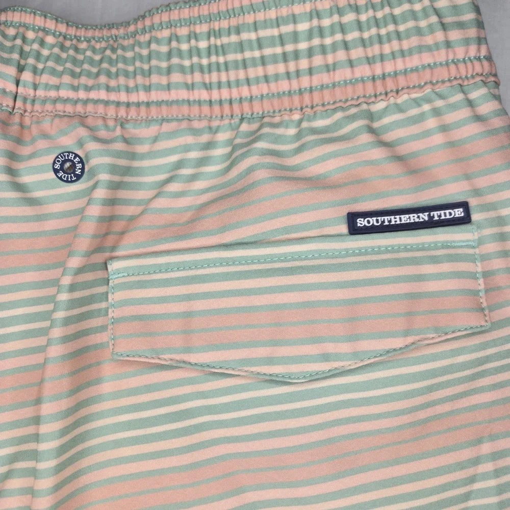 Southern Tide Swim Trunks Mens Small Stripe Mesh Lined Fishing Beach Lightweight